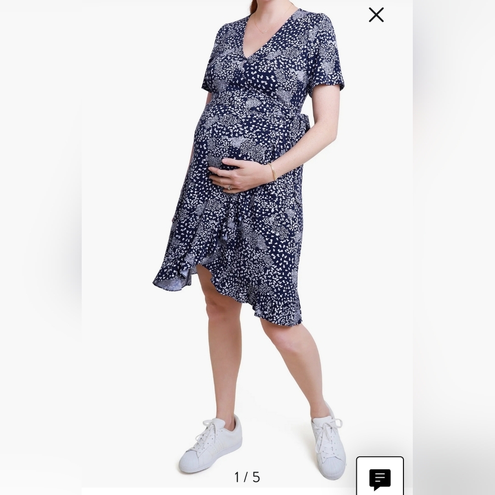 Ingrid & Isabel Maternity Wrap Dress - Navy, Size Small